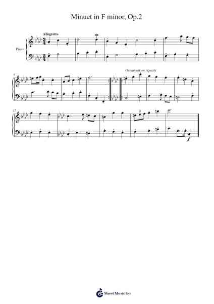 Minuet in F minor, Op.2 Sheet Music by Dylan Rhys Freeman-Arr.Ribloor