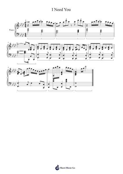 I Need You Sheet Music by Pulfay-Arr.Stilling