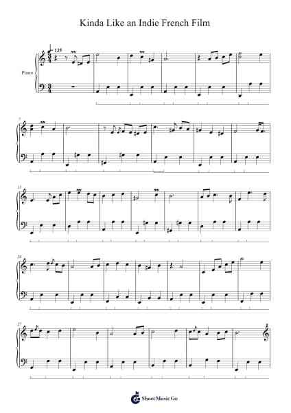 Kinda Like an Indie French Film Sheet Music by Kan "Reives" Gao-Arr.Bairdbian Lystan