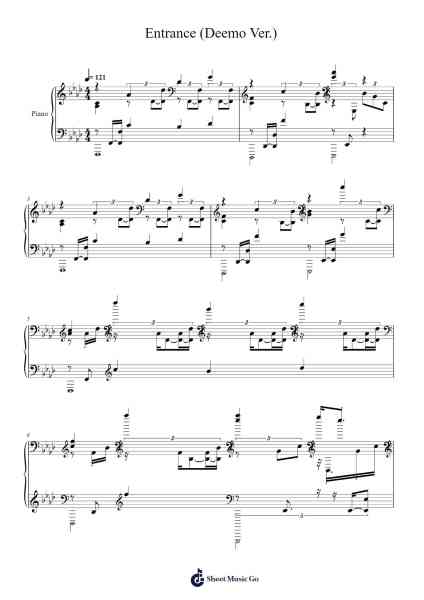 Entrance (Deemo Ver.) Sheet Music by ICE-Arr.Lynsmith Yetburne