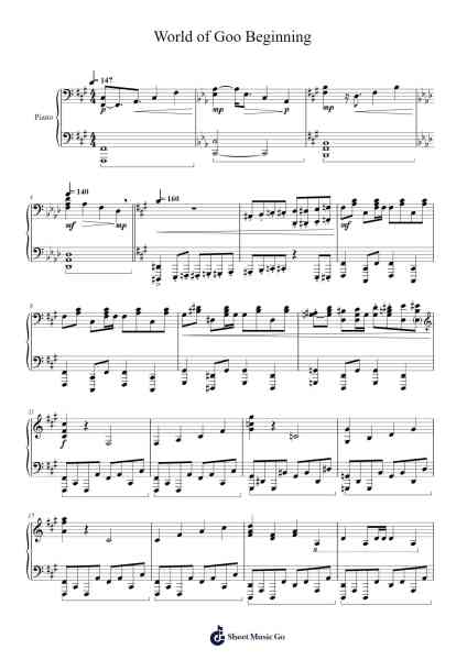 World of Goo Beginning Sheet Music by Kyle Gabler-Arr.Pegholmes Anlett
