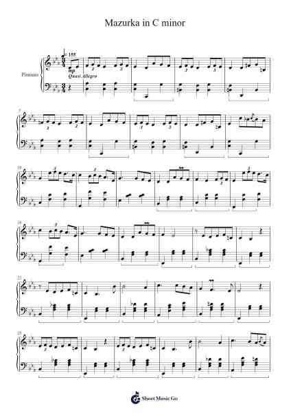 Mazurka in C minor Sheet Music by Justinas Bernotas-Arr.Latnon Yonngpold