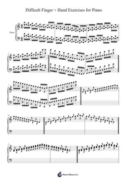 Difficult Finger + Hand Exercises for piano (WIP) Sheet Music by Beautle-Arr.Binghugh