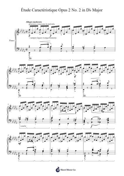 Étude Caractéristique Opus 2 No. 2 in D♭ Major Sheet Music by Adolf von Henselt-Arr.Wrightrae