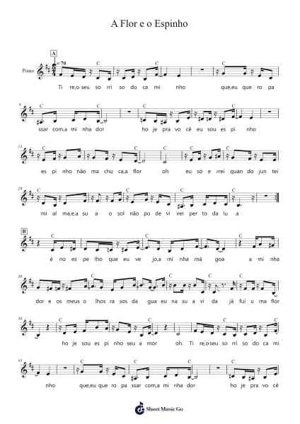 A Flor e o Espinho Sheet Music by Nelson Cavaquinho-Arr.Surdred