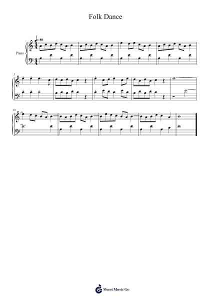 Folk Dance Sheet Music by Béla Bartók-Arr.Nestowe Yorkse