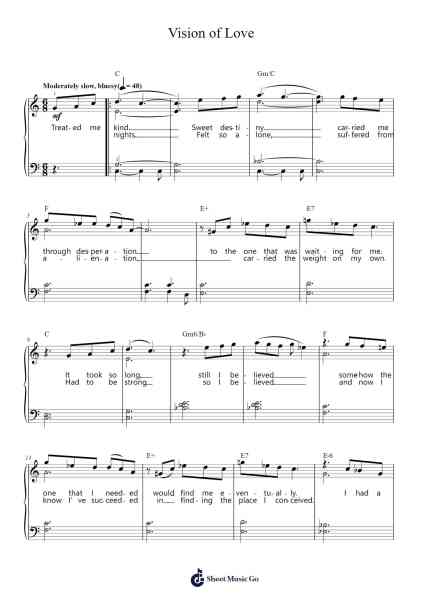 Vision of Love Sheet Music by Mariah Carey-Arr.Keatsrid Burnsgo