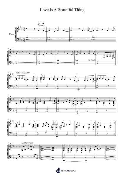 Love Is A Beautiful Thing 樂譜由 Theo Katzman - 編曲 Reylot
