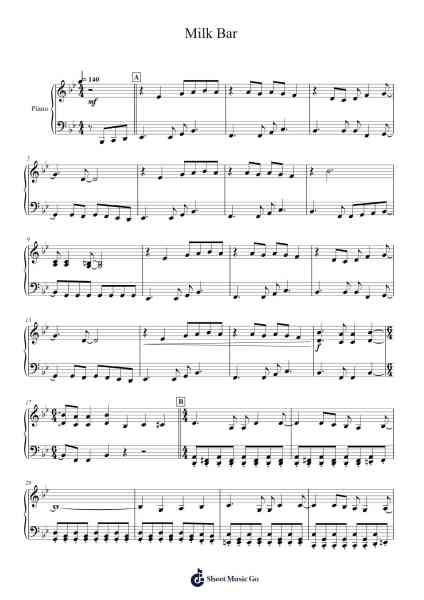 Milk Bar Sheet Music by Koji Kondo-Arr.Kerrdutt Anda