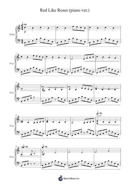 Red Like Roses (piano ver.) Sheet Music by undefined-Arr.Webbjohn Zafy