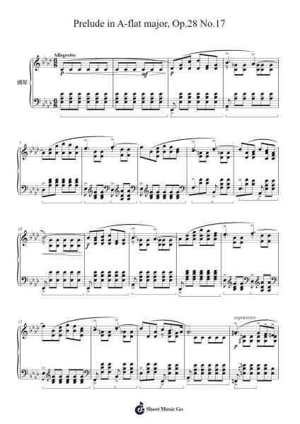 Prelude in A-flat major, Op. 28 No. 17 Sheet Music by Frédéric Chopin-Arr.Dempdawn Ftance