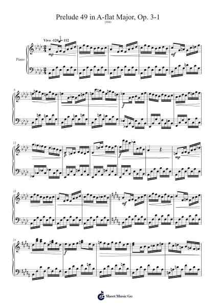 Prelude 49 in A-flat Major, Op. 3-1 Sheet Music by Timothy Cho-Arr.Rexlin Clachad
