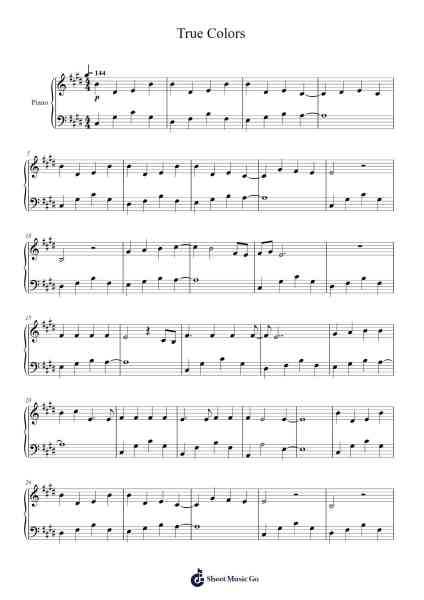 True Colors Sheet Music by undefined-Arr.Fitzres Stuartshaw