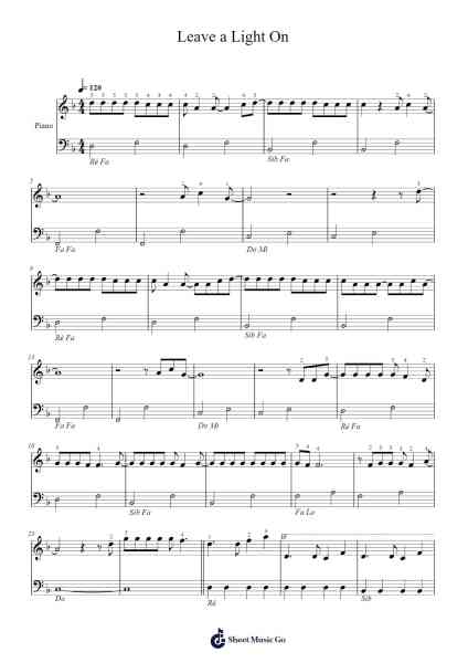 Leave a Light On Sheet Music by Tom Walker-Arr.Yecent