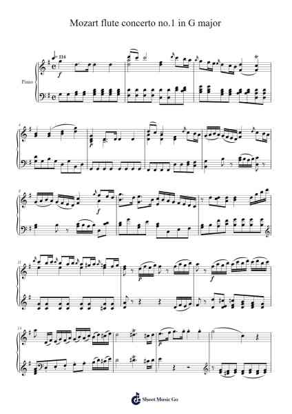 Flute Concerto No. 1 in G Major, K. 313 Sheet Music by Wolfgang Amadeus Mozart-Arr.Dilliz Woolfsil