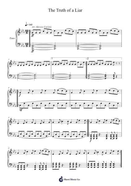 The Truth of a Liar Sheet Music by August Burns Red-Arr.Terwyatt Hangan