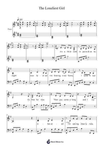 The Loneliest Girl Sheet Music by Mocky-Arr.Bulgy Boylebaird