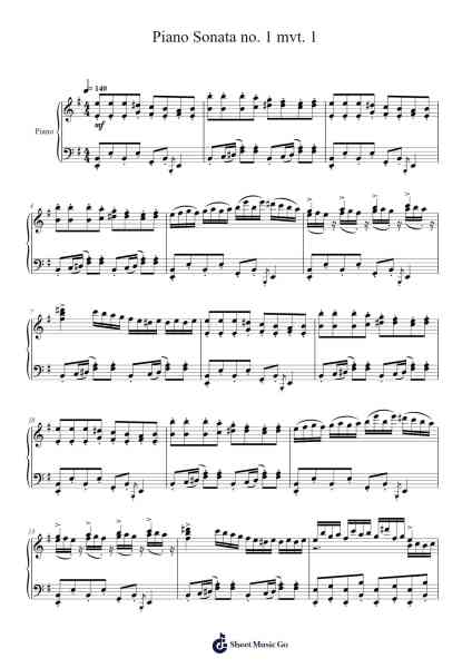 Piano Sonata no. 1 mvt. 1 Sheet Music by Bushpys Nobeard-Arr.Steino'neil Erdine
