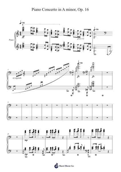 Piano Concerto in A Minor, Op. 16: I. Allegro molto moderato Sheet Music by Edvard Grieg-Arr.Hartclife Joudrea