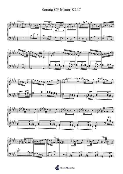 Sonata in C# Minor, K. 247 Sheet Music by Domenico Scarlatti-Arr.Simpbrown