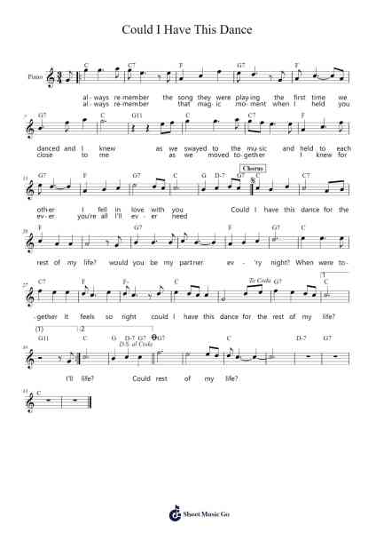Could I Have This Dance Sheet Music by Wayland Holyfield/Bob House-Arr.Dwightbright