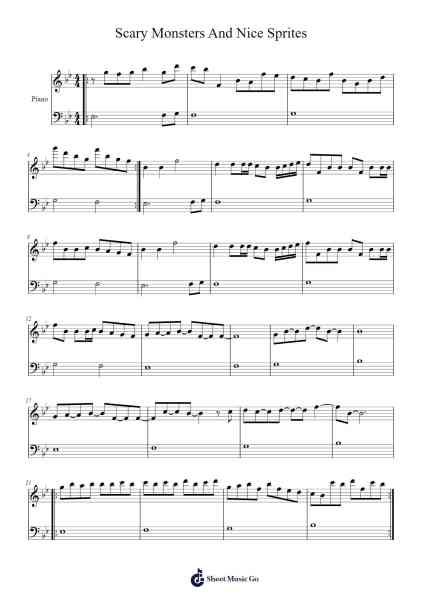 Scary Monsters and Nice Sprites Sheet Music by undefined-Arr.Hawhe