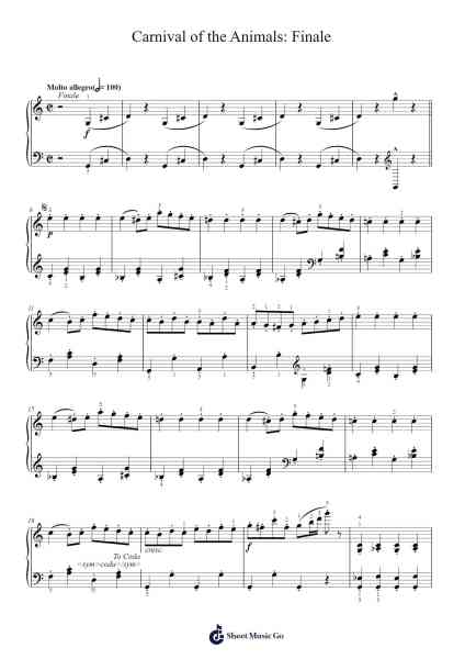 Carnival Of The Animals: Finale Sheet Music by Camille Saint-Saëns-Arr.Bystrong