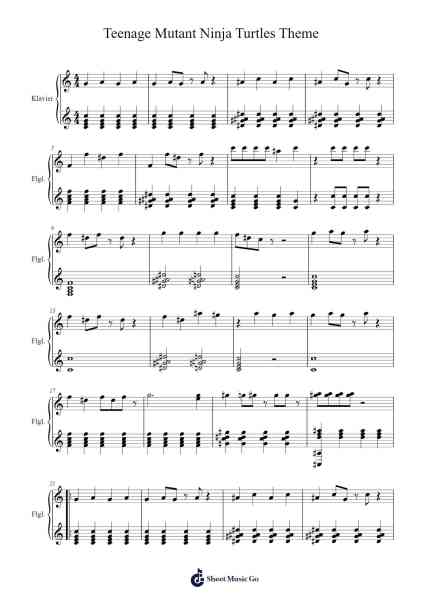 Teenage Mutant Ninja Turtles Theme Sheet Music by undefined-Arr.Malke Wordby