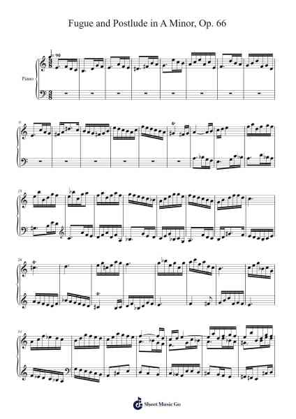 Fugue and Postlude in A Minor, Op. 66 Sheet Music by Daitrid Piersliam-Arr.Steino'neil Erdine
