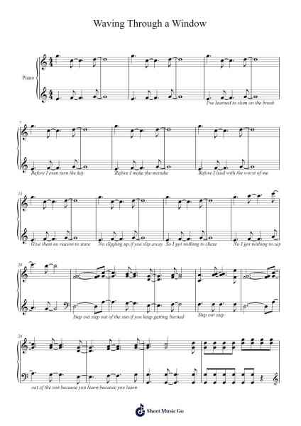 Waving Through a Window Sheet Music by Kivi Davidson-Arr.Alsriah