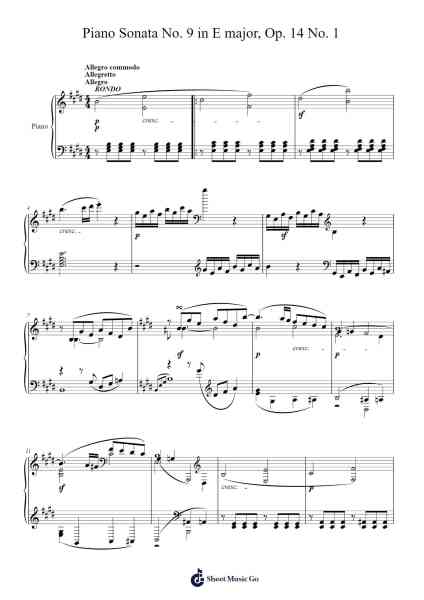 Piano Sonata No. 9 in E Major, Op. 14 No. 1 Sheet Music by Ludwig van Beethoven-Arr.Kirkmaltz
