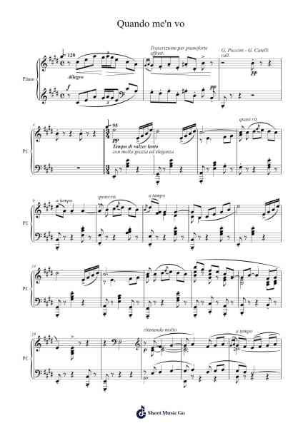 Quando me'n vo Sheet Music by Gianfranco Catelli-Arr.Hornblack