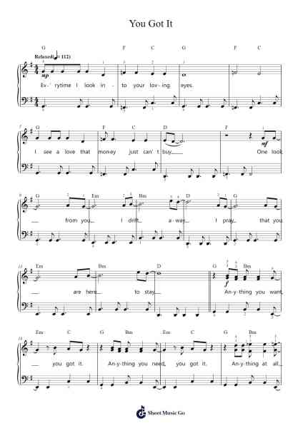 You Got It Sheet Music by Roy Orbison-Arr.Motbrow