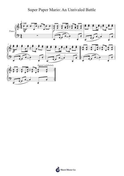 Super Paper Mario: An Unrivaled Battle Sheet Music by Naoko Mitome-Arr.Toyngreg