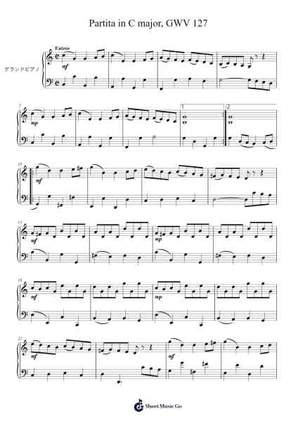 Partita in C Major, GWV 127: VII. Entrée Sheet Music by undefined-Arr.Adnest Fitzvin