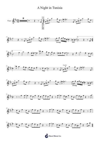 A Night in Tunisia Sheet Music by Dizzy Gillespie-Arr.Brandwight Gillget