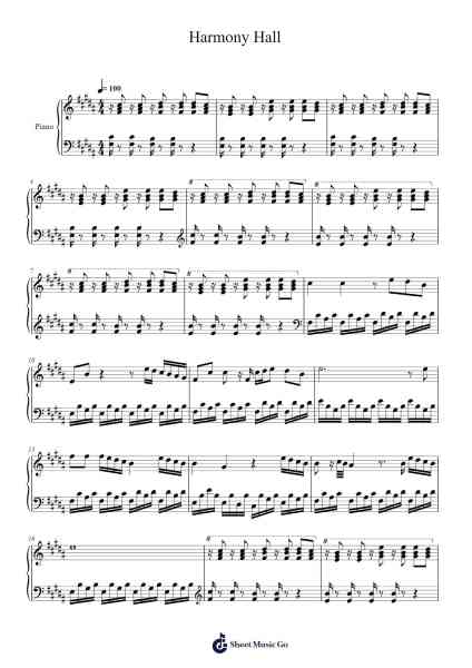 Harmony Hall Sheet Music by Vampire Weekend-Arr.Hewdice