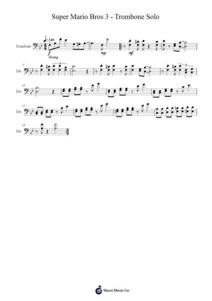 Super Mario Bros 3 - Trombone Solo Sheet Music by undefined-Arr.Janedo