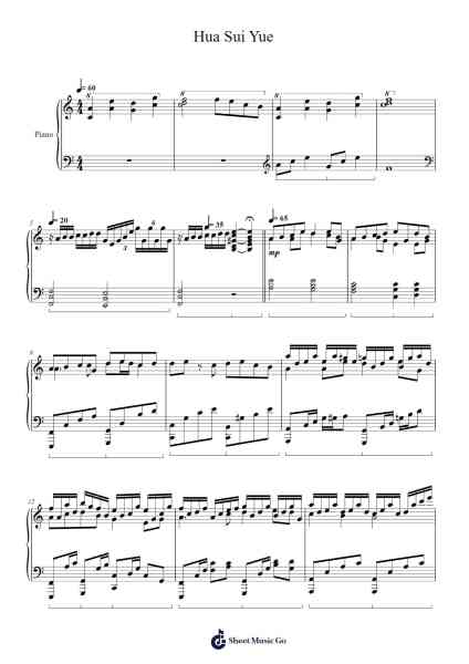Hua Sui Yue Sheet Music by Tom Pan-Arr.Spenvice