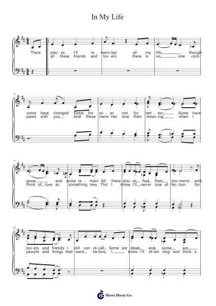 In My Life Sheet Music by Oliver Sperber-Arr.Jonessibyl Midsopp