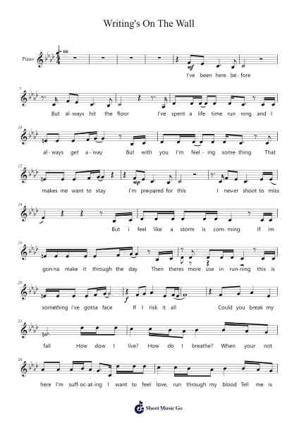 Writing's On The Wall Sheet Music by Sam Smith-Arr.Sigice