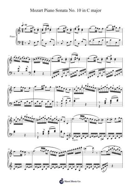 Piano Sonata No. 10 in C Major, K. 330: III. Allegretto Sheet Music by Wolfgang Amadeus Mozart-Arr.Cudine Corge