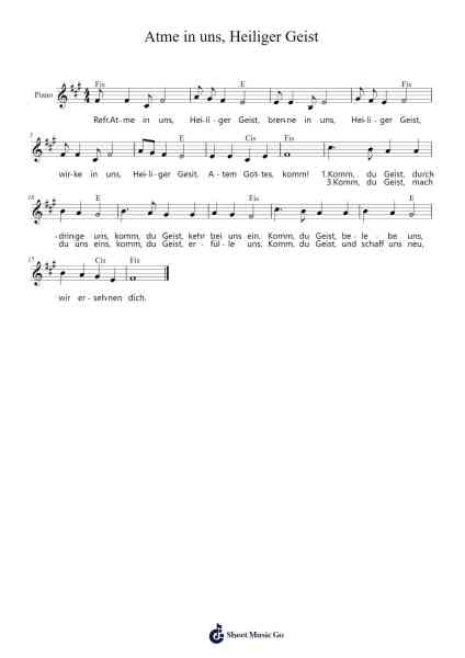 Atme in uns, Heiliger Geist Sheet Music by Pierre und Viviane Mugnier-Arr.Theopys