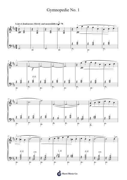 Gymnopédie No. 1 Ноты для фортепиано от Erik Satie-Arr.Carrnie
