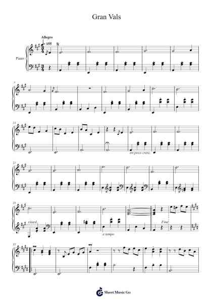 Gran Vals Sheet Music by undefined-Arr.Sailsharte Troypril