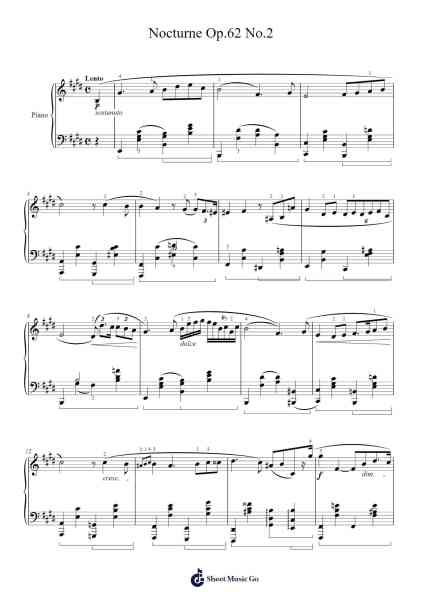 Nocturne in E Major, Op. 62, No. 2 Sheet Music by Fryderyk Chopin-Arr.Natpold Vinvin