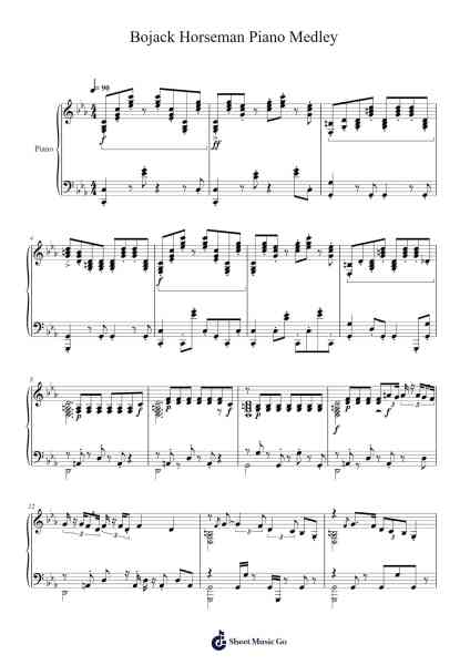 Bojack Horseman Piano Medley Sheet Music by undefined-Arr.Dwighthart Mickrold