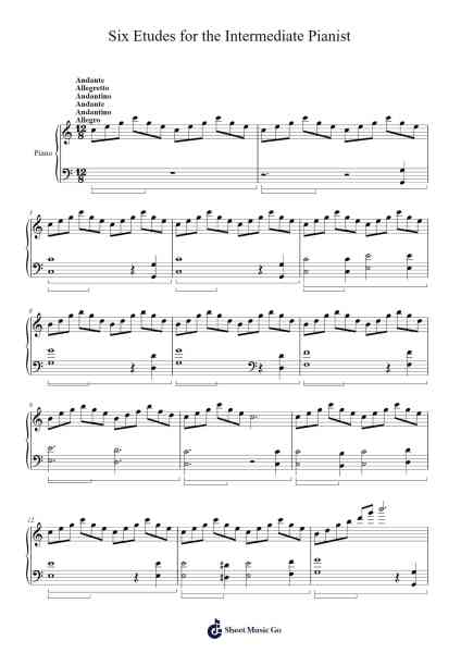 Six Etudes for the Intermediate Pianist Sheet Music by Aiden Lim-Arr.Rooven