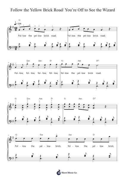 Follow The Yellow Brick Road Sheet Music by Harold Arlen-Arr.Gunchi