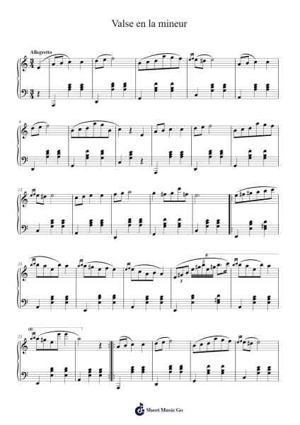 Valse in A Minor Sheet Music by Frédéric Chopin-Arr.Warges Morestone